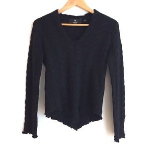 Black Goat 100% Cashmere Cable Knit Sweater S